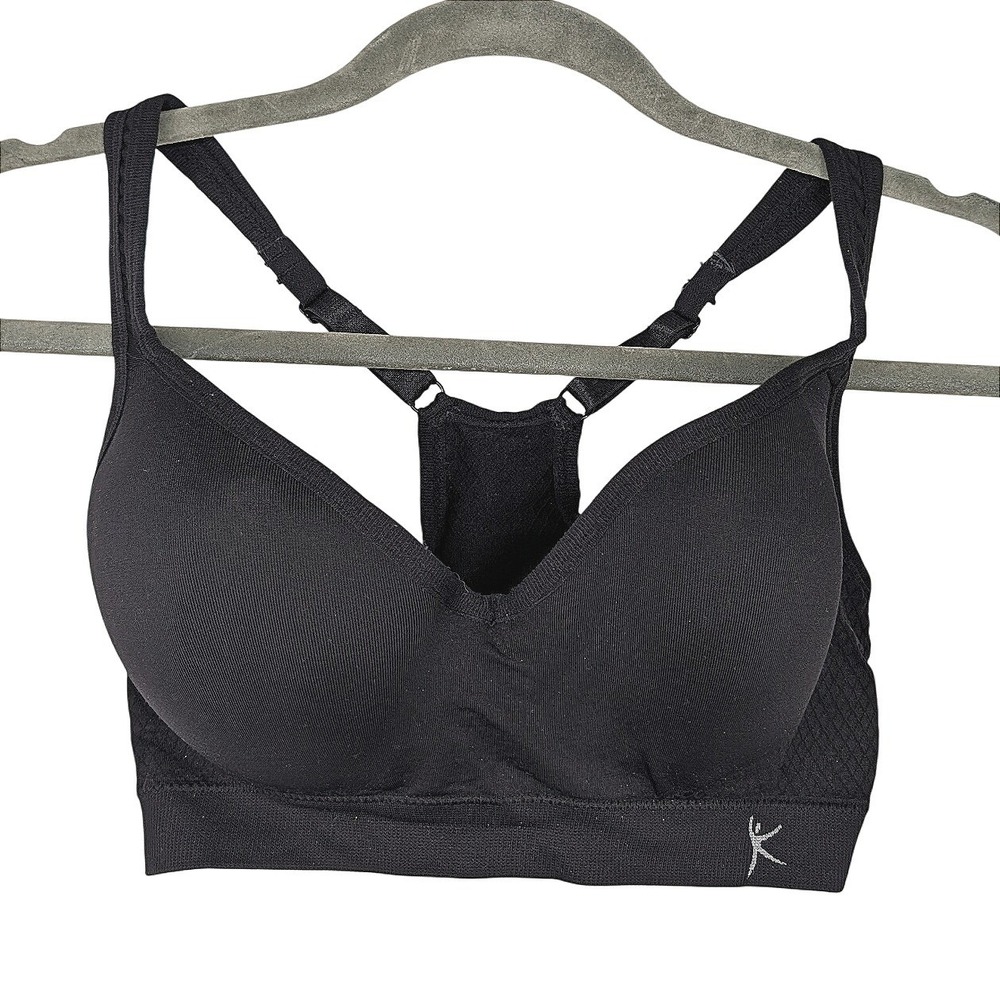 Danskin Now Sports Bra Womens 36C Black Adjustable Racerback Molded Cup Active